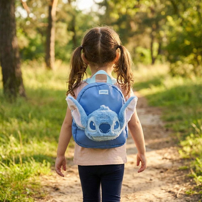 Cerdá Sac à dos de garderie personnage peluche Stitch Bleu