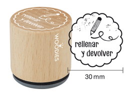 Woodies Tampon en bois et caoutchouc Rellenar y devolver 33x30mm