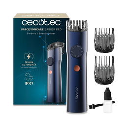 Tondeuse professionnelle Cecotec PrecisionCare Barber Pro rechargeable IPX7 bleu accessoires