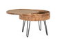 GINER Y COLOMER Table basse ronde en bois de manguier avec plateau coulissant et base en fer noir - Design avec rangement intégré