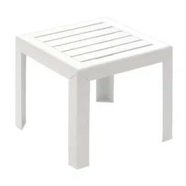 Grosfillex Table basse extérieure Miami en résine blanche 40x40 cm, résistante aux intempéries, fabriquée en France