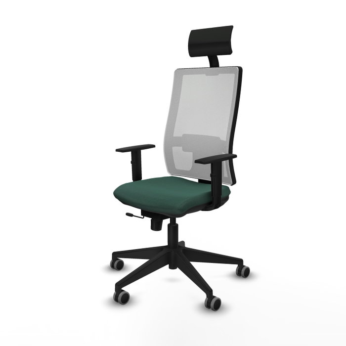 Piqueras y Crespo Chaise de Bureau Horna avec Appui-tête Fixe et Accoudoirs 1D, Vert Bouteille et Blanc