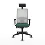 Piqueras y Crespo Chaise de Bureau Horna avec Appui-tête Fixe et Accoudoirs 1D, Vert Bouteille et Blanc
