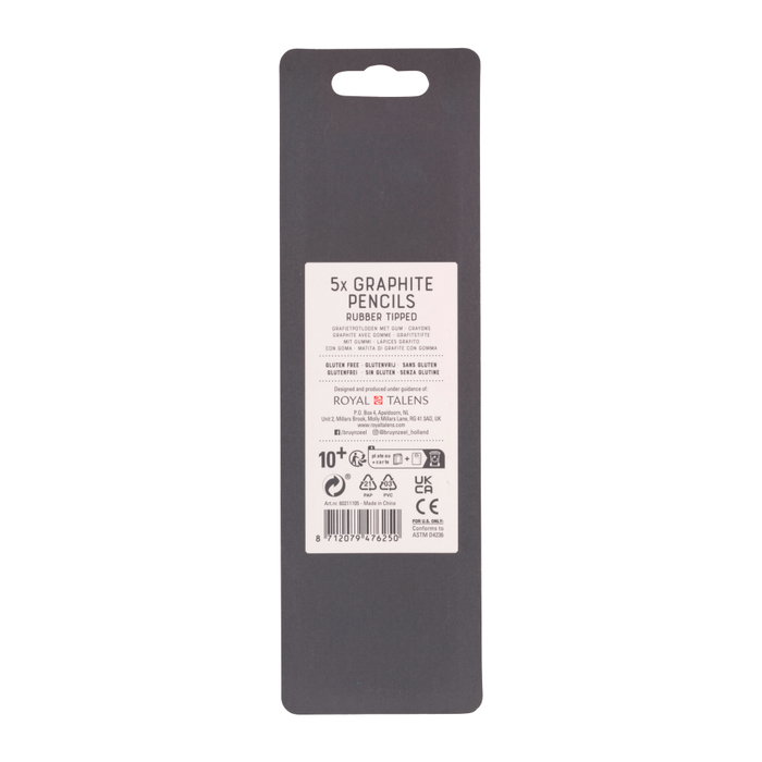 Bruynzeel Set de 5 crayons graphite néon HB avec gomme