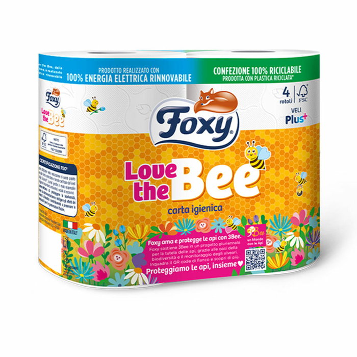 Foxy LOVE THE BEE Papier toilette 3 couches, 4 rouleaux