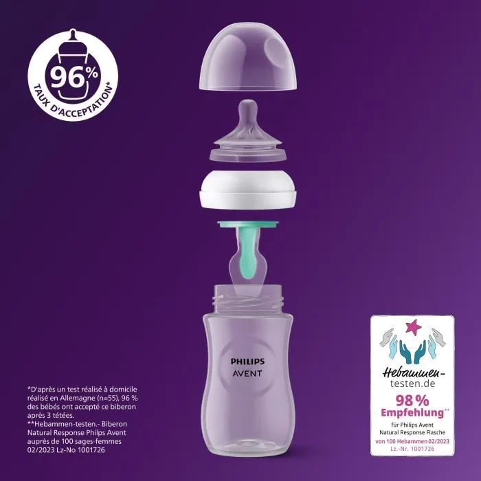 Philips Avent Kit Nouveau-né Natural AirFree - 2 Biberons 125ml + 2 Biberons 260ml + Sucettes 0-6M