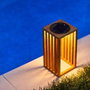 Lumisky CHENNAI Lanterne solaire en bois de teck massif, LED blanc chaud, Marron foncé