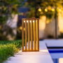 Lumisky CHENNAI Lanterne solaire en bois de teck massif, LED blanc chaud, Marron foncé