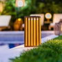Lumisky CHENNAI Lanterne solaire en bois de teck massif, LED blanc chaud, Marron foncé