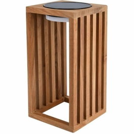 Lumisky CHENNAI Lanterne solaire en bois de teck massif, LED blanc chaud, Marron foncé