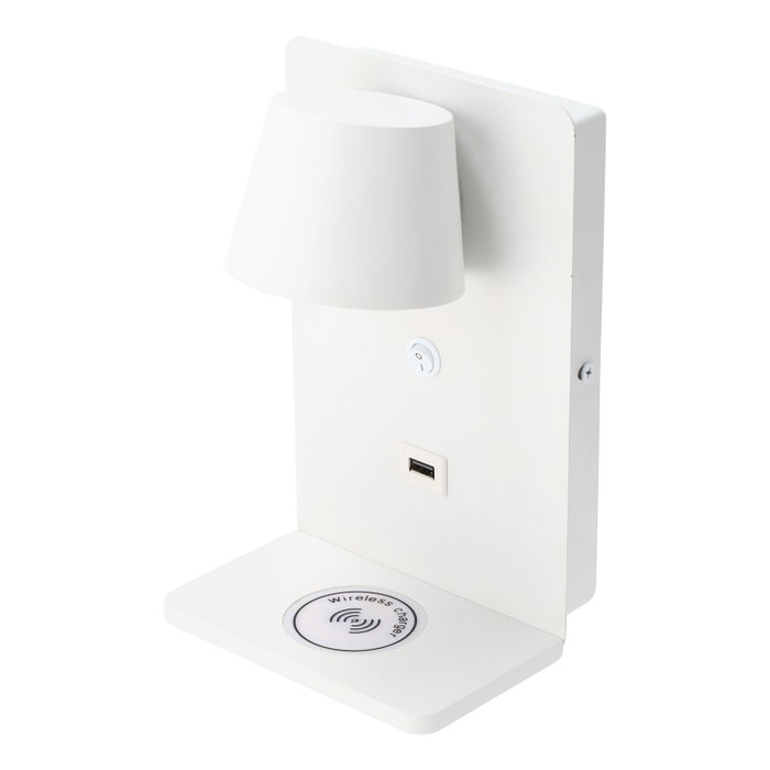 Lumo Applique murale de lecture avec port USB et chargement sans fil 6 W
