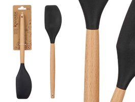 KINVARA Spatule à beurre en silicone noir avec manche en bois