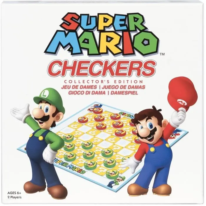 Goliath - Jeu de Société Super Mario Checkers - Jeu de Dames avec Pions Mario et Luigi - Pour Enfants à Partir de 6 Ans
