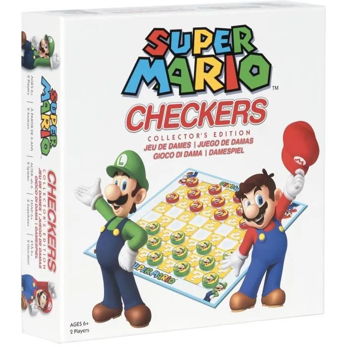 Goliath - Jeu de Société Super Mario Checkers - Jeu de Dames avec Pions Mario et Luigi - Pour Enfants à Partir de 6 Ans