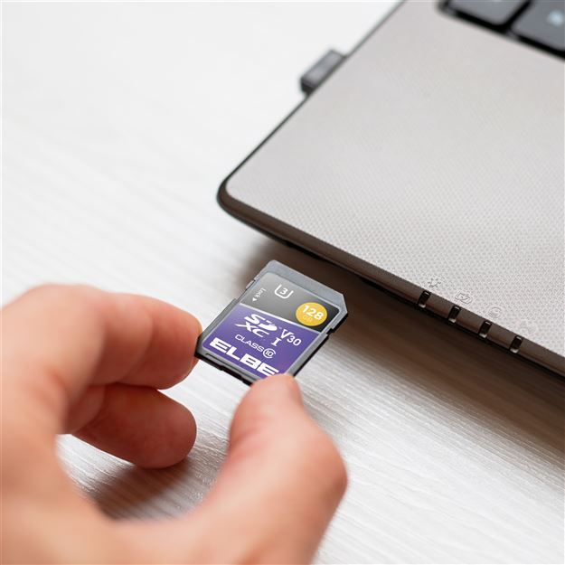 Elbe SD-3128 Carte mémoire SD 128GB Classe U3 V30 pour enregistrement vidéo 4K UHD