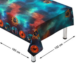 Atosa Nappe Rectangulaire 183x132cm École de Magie avec Écusson et Silhouettes