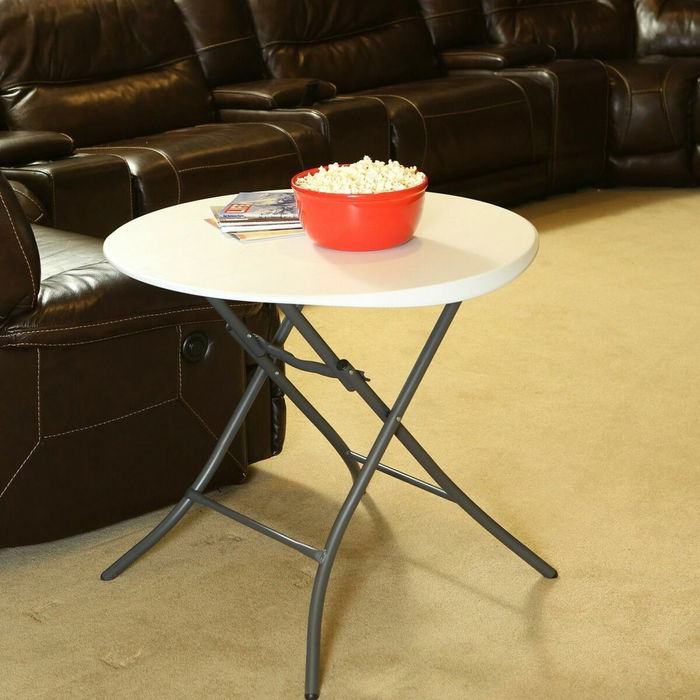 Table Piable Lifetime Blanc Ronde Acier Plastique 83 x 73,5 cm