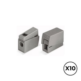 Wago 221-412 Connecteur rapide en ligne avec presse-étoupe 2 conducteurs, 1 rigide + 1 rigide/semi-rigide/flexible, 0,5-2,5 mm², gris, 10 pièces