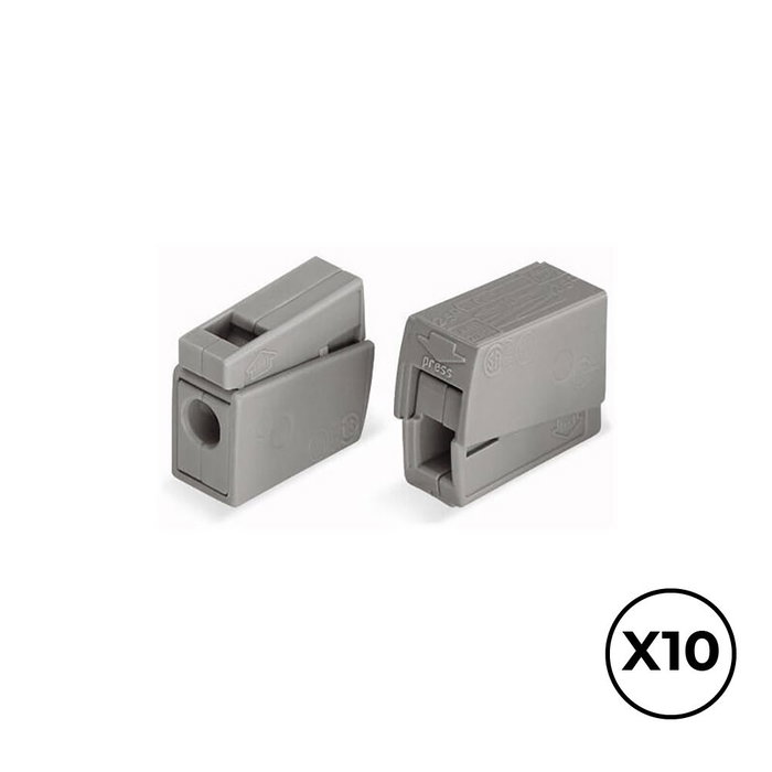 Wago 221-412 Connecteur rapide en ligne avec presse-étoupe 2 conducteurs, 1 rigide + 1 rigide/semi-rigide/flexible, 0,5-2,5 mm², gris, 10 pièces Wago 221-412 Connecteur rapide en ligne avec presse-étoupe 2 conducteurs, 1 rigide + 1 rigide/semi-rigide/flexible, 0,5-2,5 mm², gris, 10 pièces
