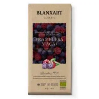 Blanxart Chocolate Noir 70% aux Framboises et Açai, 75 g, Bio Blanxart Chocolate Noir 70% aux Framboises et Açai, 75 g, Bio