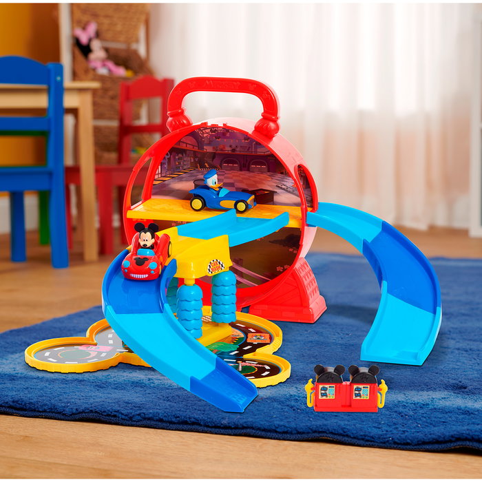Just Play Disney Junior Mickey Mouse Stow N' Go Garage - Jeu de garage portable avec 2 voitures et piste, anglais, français, allemand, italien, portugais, espagnol - 38857 Just Play Disney Junior Mickey Mouse Stow N' Go Garage - Jeu de garage portable avec 2 voitures et piste, anglais, français, allemand, italien, portugais, espagnol - 38857