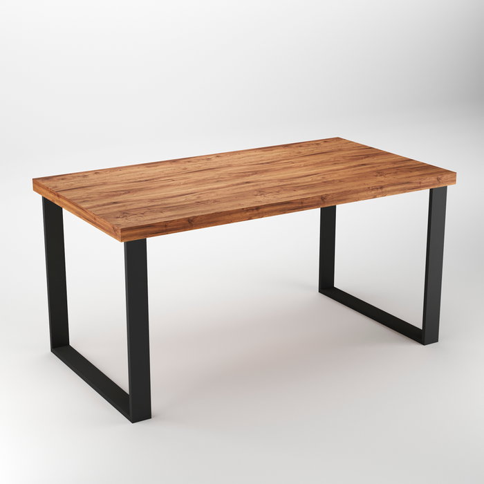 Emuca Jeu de pieds rectangulaires Square pour table, largeur 800mm, Acier, Peint en noir