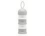 KioKids Doseur à lait en poudre tour 4 compartiments 340 ml avec fermeture à vis et bec verseur, pour biberon et sucette, couleur gris, polypropylène