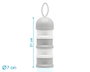 KioKids Doseur à lait en poudre tour 4 compartiments 340 ml avec fermeture à vis et bec verseur, pour biberon et sucette, couleur gris, polypropylène