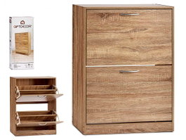 Giftdecor Meuble à chaussures en bois 2 étages couleur chêne 60x80x24 cm