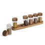 5Five Ensemble de 6 bocaux à épices en verre et plateau en acacia