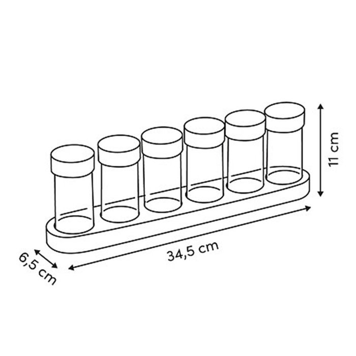 5Five Ensemble de 6 bocaux à épices en verre et plateau en acacia