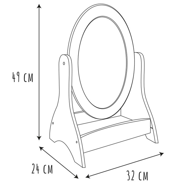 Home Deco Kids Miroir de Coiffeuse Inclinable avec Base en Bois
