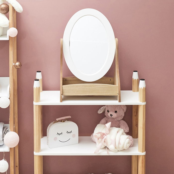 Home Deco Kids Miroir de Coiffeuse Inclinable avec Base en Bois
