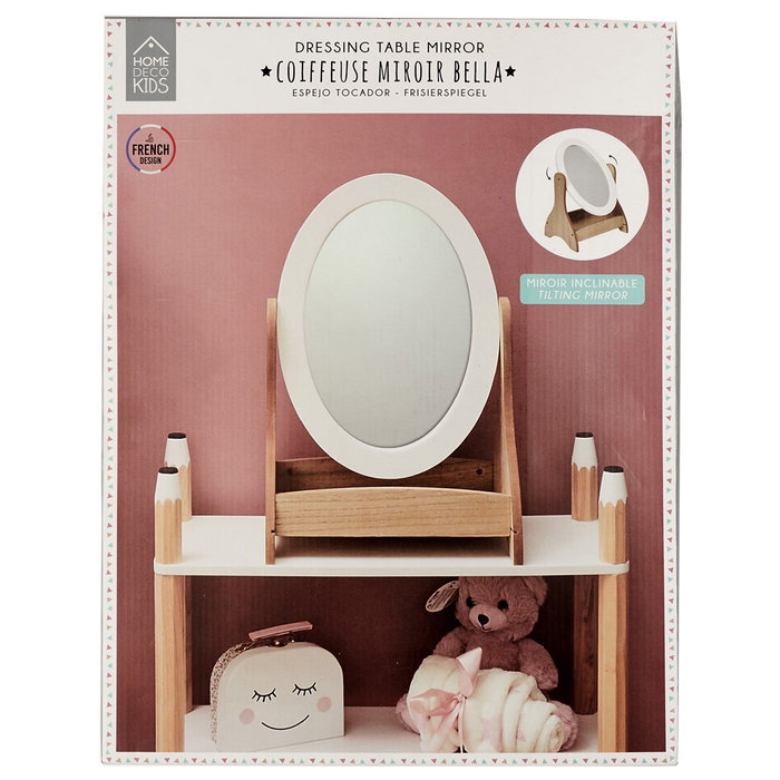 Home Deco Kids Miroir de Coiffeuse Inclinable avec Base en Bois