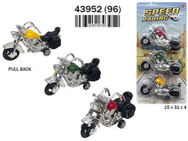 Rama - Moto à friction Chopper Pull Back pour circuit routier - Lot de 3 voitures jouet sans piles