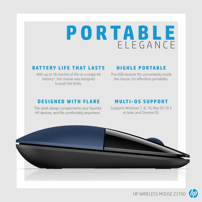 HP Z3700 Souris sans fil bleue