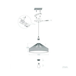 Suspension Krefeld en corde naturelle