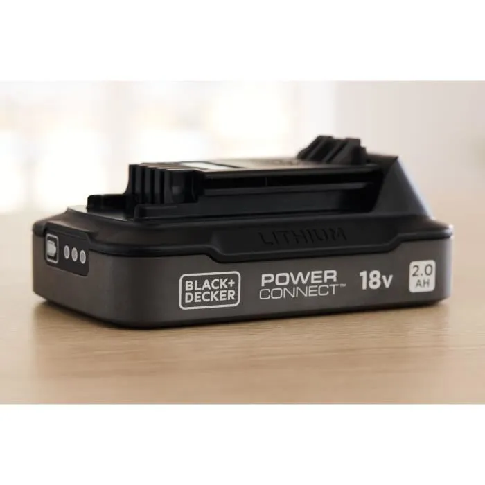 Black + Decker BDL2018S-XJ Batterie lithium 18V 2Ah avec chargeur, noir