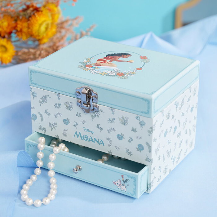 WIDDOP & CO Joyer Musical Vaiana Moana avec Motif Floral, Tiroir et Mélodie - Princeses Disney pour Bijoux et Souvenirs