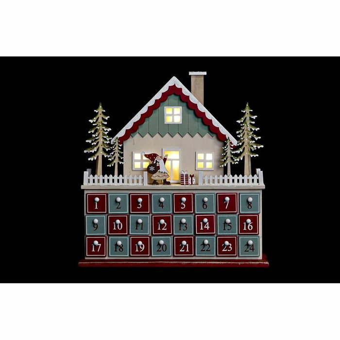 Calendrier de l’Avent DKD Home Decor Bois Maison (32 x 8 x 33 cm) (2 Unités)