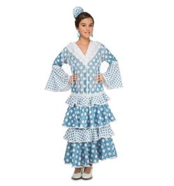 My Other Me Déguisement Guadalquivir Danseuse de Flamenco Bleu et Turquoise, 5-6 ans