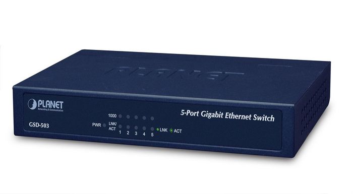 Planet GSD-503 - Commutateur réseau Gigabit 5 ports 10/100/1000Mbps RJ-45 avec économie d'énergie, métal, bureau/mur Planet GSD-503 - Commutateur réseau Gigabit 5 ports 10/100/1000Mbps RJ-45 avec économie d'énergie, métal, bureau/mur