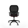 Chaise Alocén Synchro 3 positions tissu Bordeaux Maille Noir Base pyramidale noire Accoudoir 1D Sans appui-tête Roulettes 65mm pour moquette