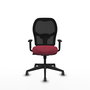 Chaise Alocén Synchro 3 positions tissu Bordeaux Maille Noir Base pyramidale noire Accoudoir 1D Sans appui-tête Roulettes 65mm pour moquette