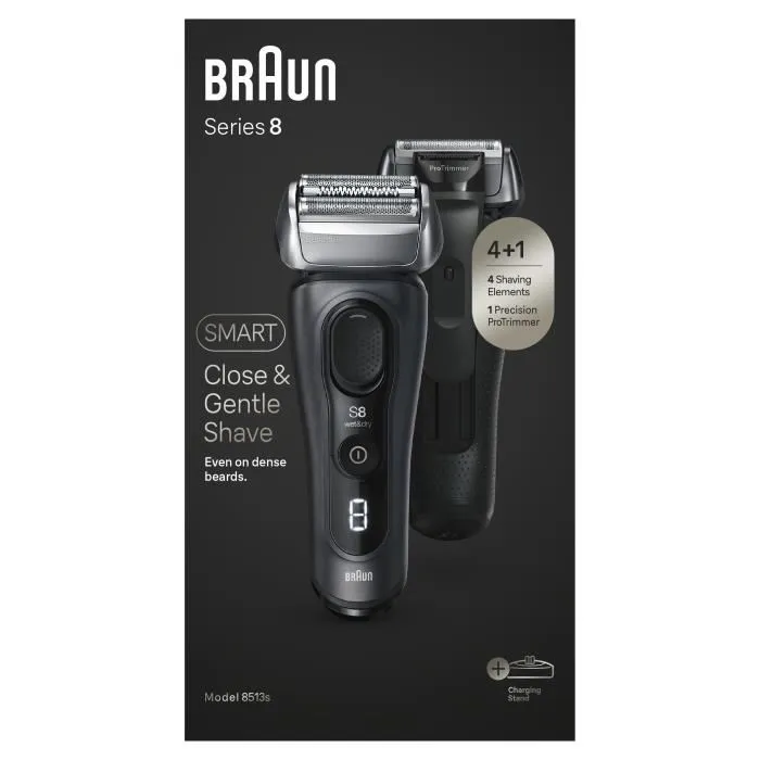 Braun SERIES 8 8513s Rasoir Électrique Wet&Dry 60 min Autonomie Noir 4 éléments de rasage Braun SERIES 8 8513s Rasoir Électrique Wet&Dry 60 min Autonomie Noir 4 éléments de rasage