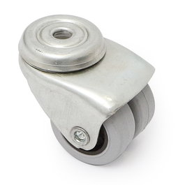 Q&Q - Roulette pivotante pour meuble à double bague caoutchouc, diamètre 40 mm, finition zinc, perçage traversant diamètre 10 mm