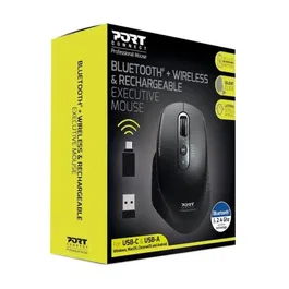 Port Designs Souris sans fil Bluetooth Office Executive rechargeable - 7 boutons, 3200 DPI, connexion Bluetooth et 2.4 GHz pour ordinateur portable