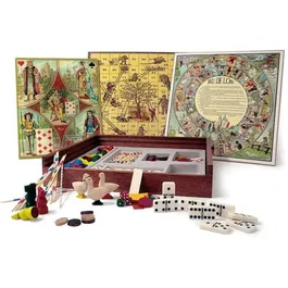 L'Arbre A Jouer - Mon Coffret de Jeux traditionnel en Bois avec Petits Chevaux, Oie, Moulin, Échelles, Nain Jaune, Mikado, Dominos et 54 Cartes