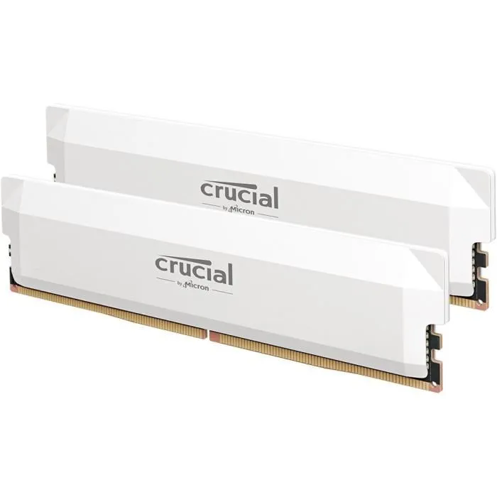 Crucial Kit RAM DDR5 PRO Overclocking 64 Go (2x32 Go) 6400 MT/s CL40 UDIMM Blanco CRU0649528945778 Crucial Kit RAM DDR5 PRO Overclocking 64 Go (2x32 Go) 6400 MT/s CL40 UDIMM Blanco CRU0649528945778