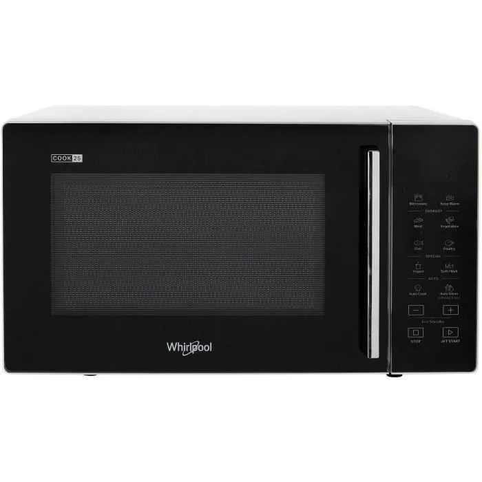 Whirlpool MWP251SB Micro-ondes 25 L, 900 W, Silver Black, Interface Électronique, Jet Start, Auto Cook, 48,3 x 41,4 x 28,1 cm